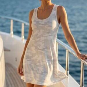 NEW Z Supply Camo Dove Gray Shift Dress MEDIUM Sleeveless Casual Summer Travel